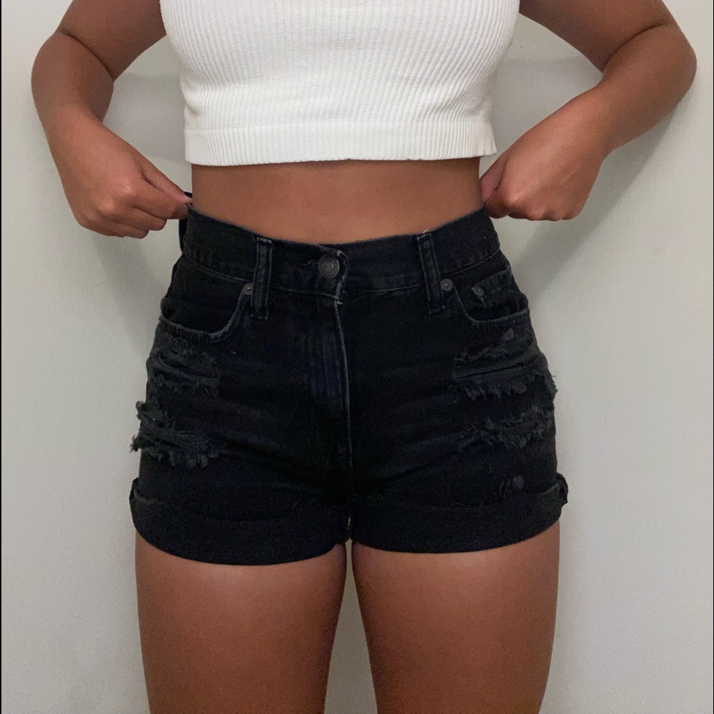 black jean shorts